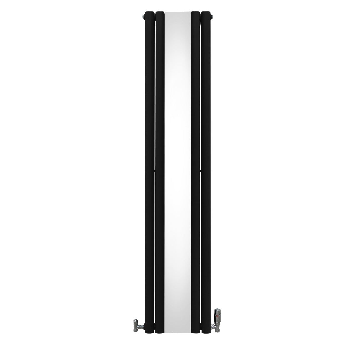 Radiatore e Valvole Cromate a Specchio Pannelli Ovali - 1800mm x 380mm - Nero