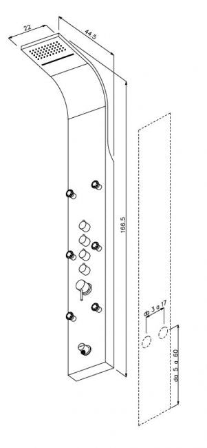 Colonna doccia multifunzione Metaform modello Niagara - Acciaio Inox