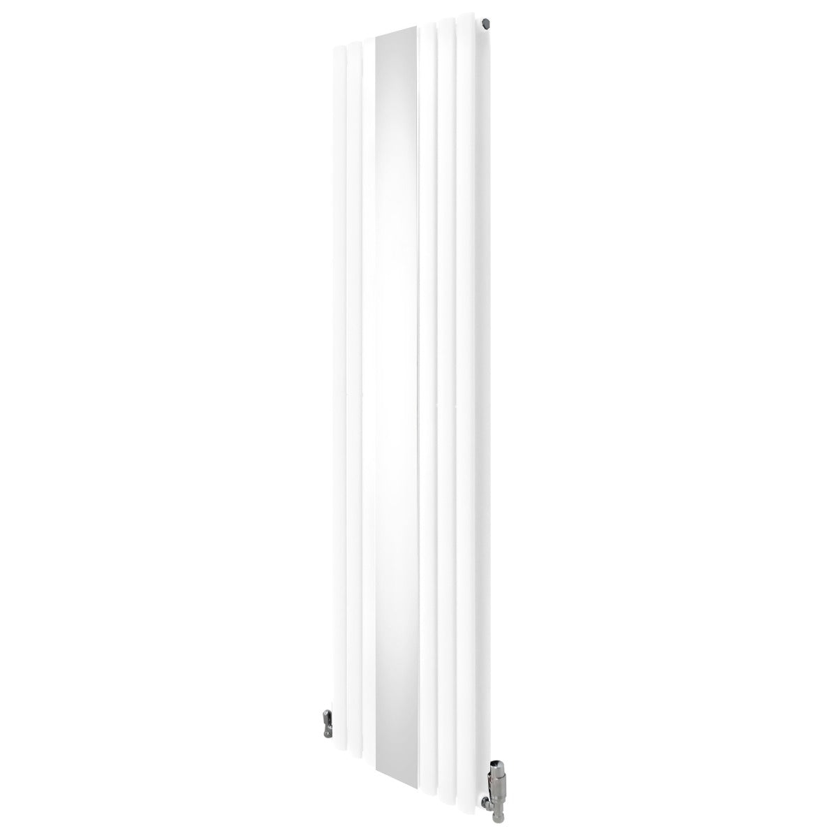 Radiatore e Valvole Cromate a Specchio Pannelli Ovali - 1800mm x 500mm - Bianco