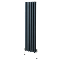 Radiatore a colonna ovale e valvole cromate TRV Designer grigio antracite 1600mm x 360mm