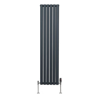 Radiatore a colonna ovale e valvole cromate TRV Designer grigio antracite 1600mm x 360mm