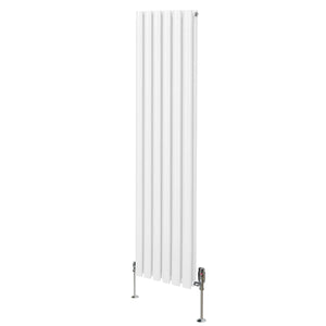 Radiatore a colonna ovale e valvole cromate TRV Designer bianco 1600mm x 360mm