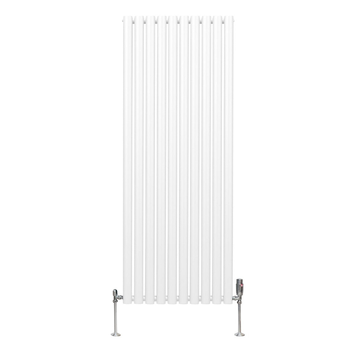 Radiatore a colonna ovale e valvole cromate TRV Designer bianco 1600mm x 600mm