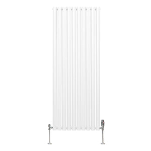 Radiatore a colonna ovale e valvole cromate TRV Designer bianco 1600mm x 600mm