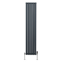 Radiatore a colonna ovale e valvole cromate TRV - 1800mm x 360mm - Grigio antracite