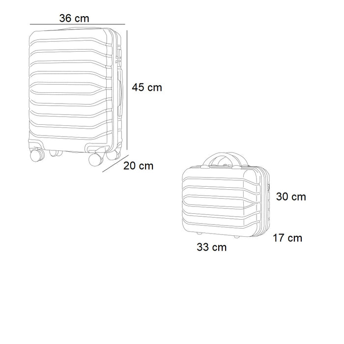 Valigia Rigida Trolley Bagaglio a Mano con BeautyCase Ruote staccabili 45x36x20cm