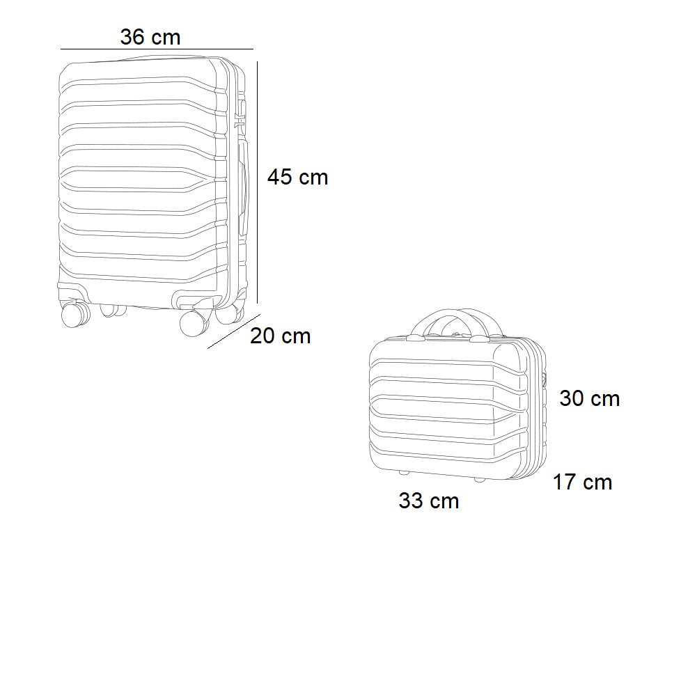 Valigia Rigida Trolley Bagaglio a Mano con BeautyCase Ruote staccabili 45x36x20cm