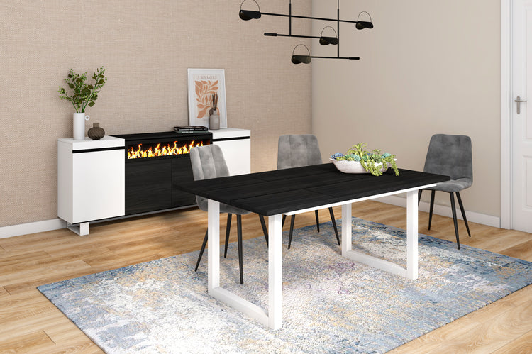 Tavolo da pranzo 8 posti 167x90 cm con gambe in legno design moderno colore Nero e bianco