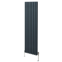 Radiatore a colonna ovale e valvole cromate TRV Designer grigio antracite 1800mm x 480mm