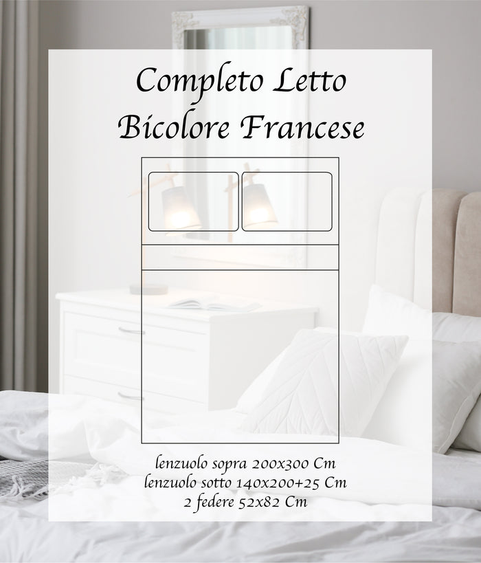 Completo Letto In Morbido Cotone Di Flanella Antipilling Set Lenzuola Bicolore Lenzuolo Sopra Sotto Federe - Tortora-Beige - Francese