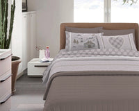 Completo Letto in Flanella Calda e Morbida Anti Pilling - Set Flanellato 3 Misure parure con Federe - Chalet Beige - 1 Piazza e mezza