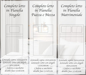 Completo Letto in Flanella Calda e Morbida Anti Pilling - Set Flanellato 3 Misure parure con Federe - Chalet Blu - 1 Piazza e mezza