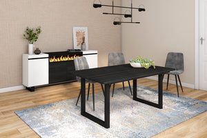 Tavolo da pranzo 8 posti 167x90 cm con gambe in legno design moderno colore Nero