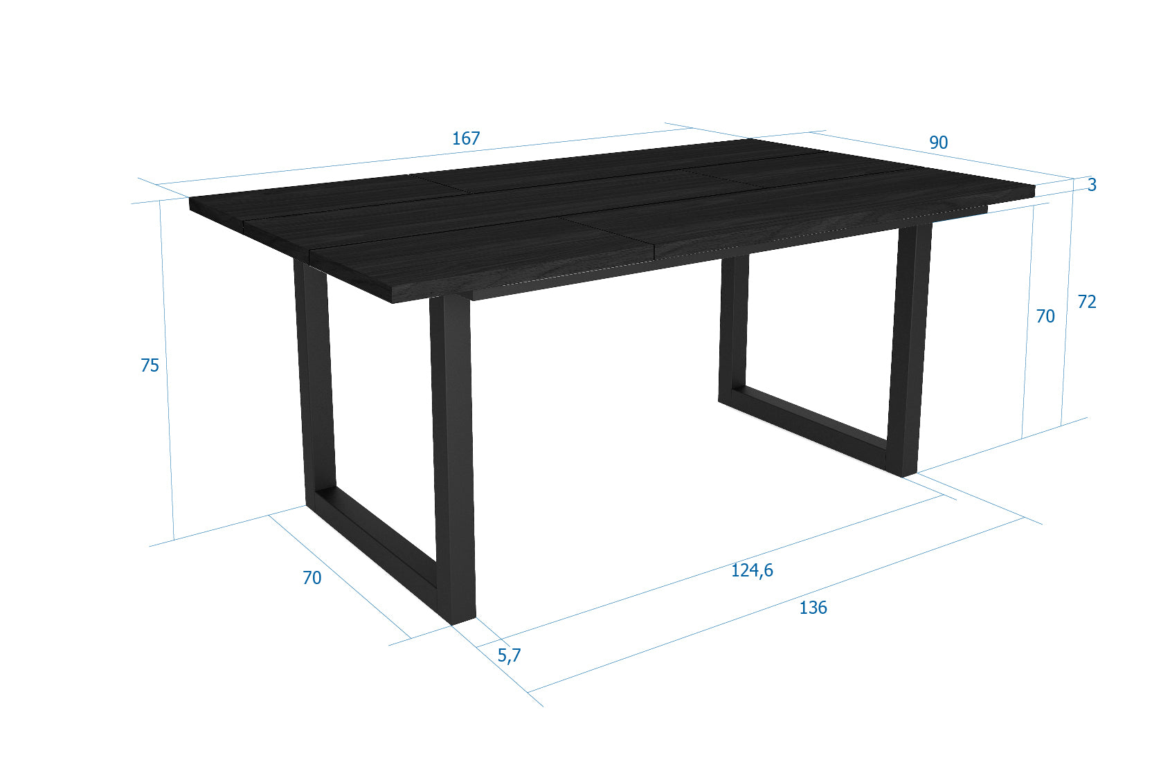 Tavolo da pranzo 8 posti 167x90 cm con gambe in legno design moderno colore Nero