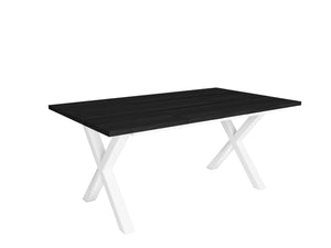 Tavolo da pranzo 8 posti 167x90 cm con gambe in legno stile moderno colore Nero e Bianco