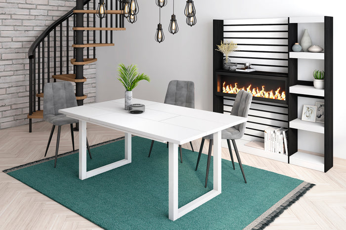 Tavolo da pranzo 8 posti 167x90 cm con gambe in legno design moderno colore Bianco