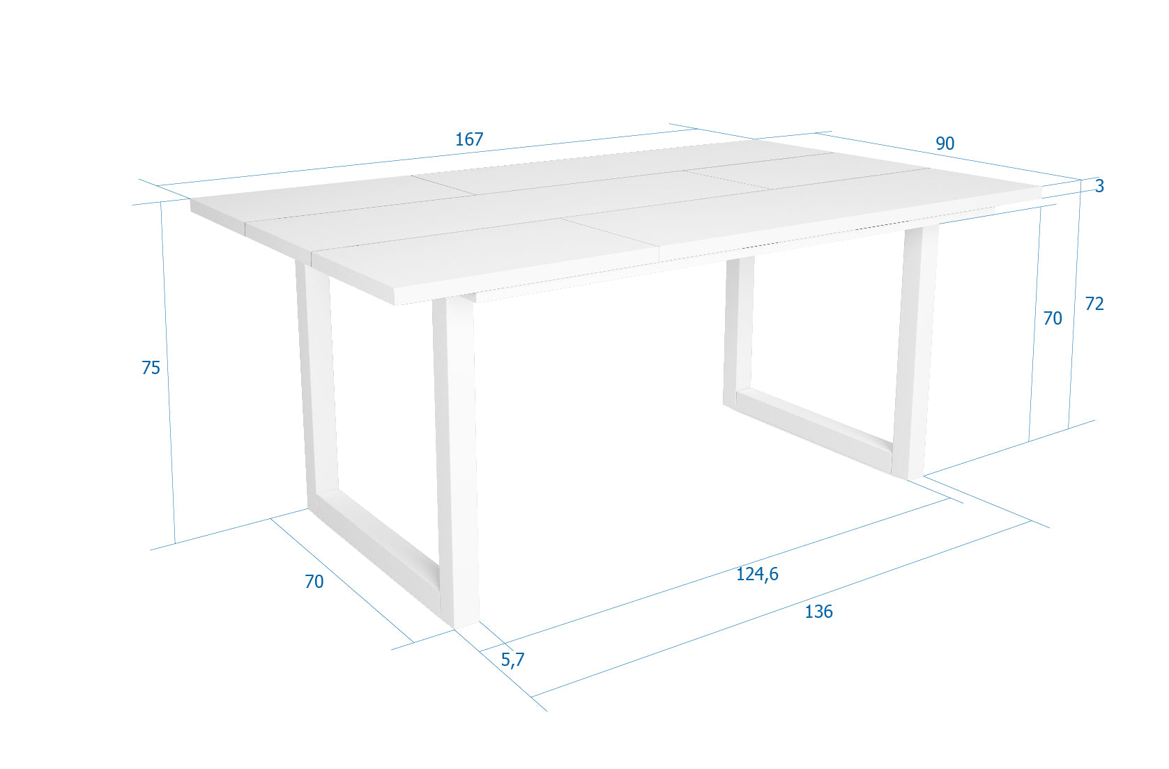 Tavolo da pranzo 8 posti 167x90 cm con gambe in legno design moderno colore Bianco