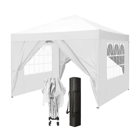 Gazebo 3 x 3 M Impermeabile Uv Resistente Con Pareti Laterali 2 Porte Con Cerniera E Finestre Pieghevole Apertura A Spinta Pop Up Struttura Acciaio Giardino