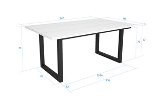 Tavolo da pranzo 8 posti 167x90 cm con gambe in legno design moderno colore Bianco e Nero