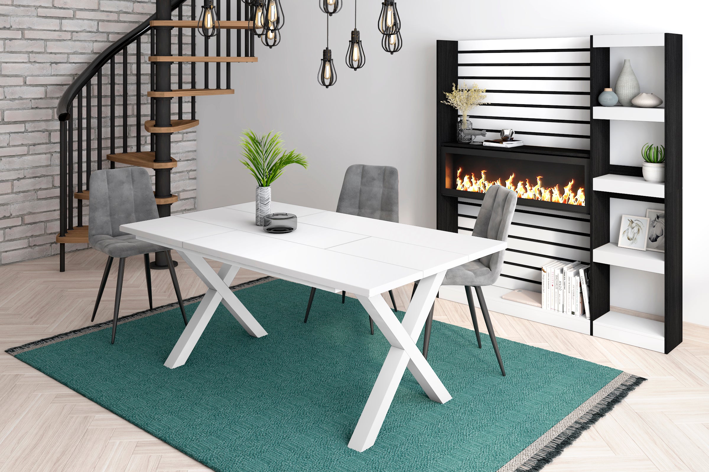 Tavolo da pranzo 8 posti 167x90 cm con gambe in legno stile moderno colore Bianco