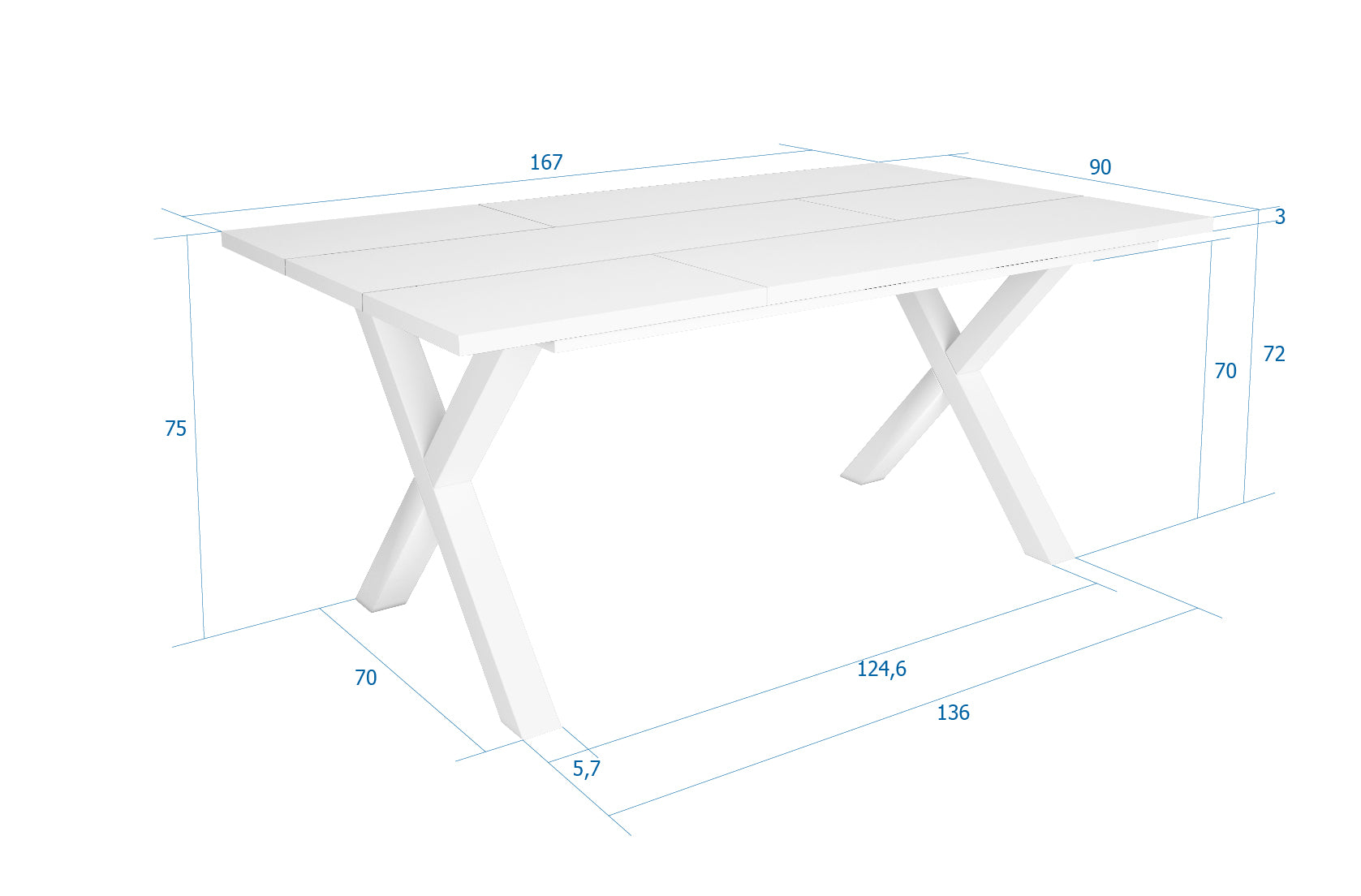 Tavolo da pranzo 8 posti 167x90 cm con gambe in legno stile moderno colore Bianco