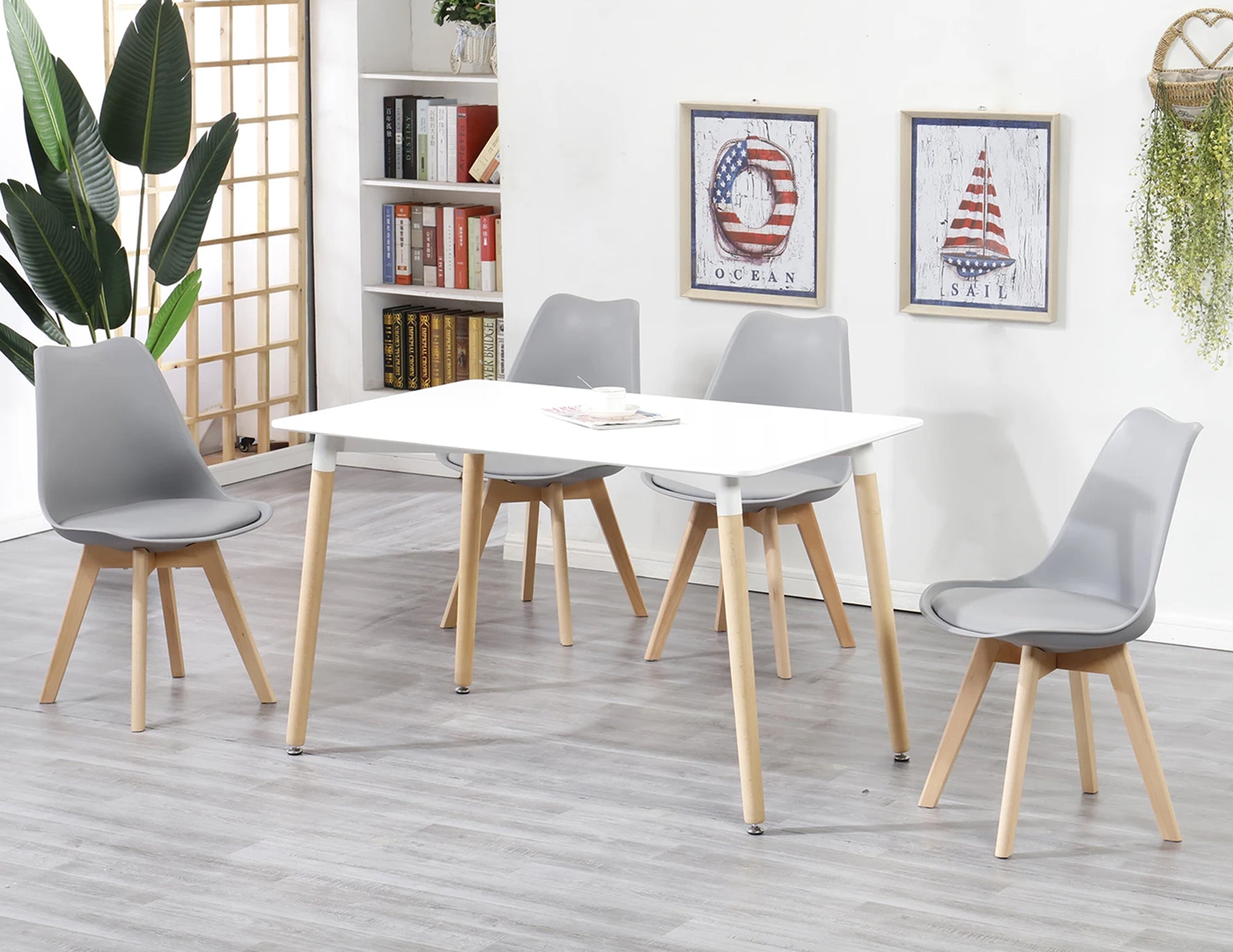 Tavolo Bianco Rettangolare Cucina 80x120xH75 Cm In Mdf Sala Da Pranzo Scrivania Ufficio Moderno Stabile Resistente Gamba Rotonda In Faggio Piedini Regolabili Design Scandinavo 4/6 Persone