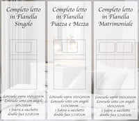 Completo Letto in Flanella Calda e Morbida Anti Pilling - Set Flanellato 3 Misure parure con Federe - Orsetto Tartan Azzurro - 1 Piazza