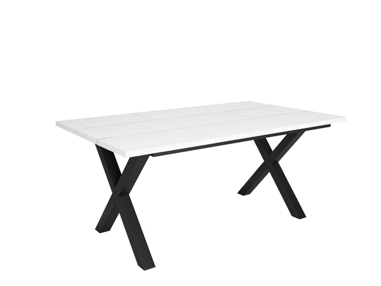 Tavolo da pranzo 8 posti 167x90 cm con gambe in legno stile moderno colore Bianco e Nero