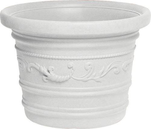 VASO TONDO FESTONATO Ø 40 cm Colore BIANCO in Resina con doppio BORDO