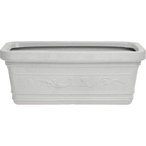 Vaso Rettangolare Resina Festonato Fioriera Giardino 60x32x28H cm Bianco