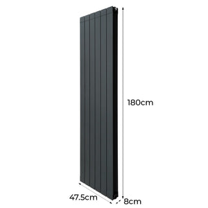 Radiatore in Alluminio e Valvole Cromate TRV in Verticale Grigio Antracite 1800mm x 475mm