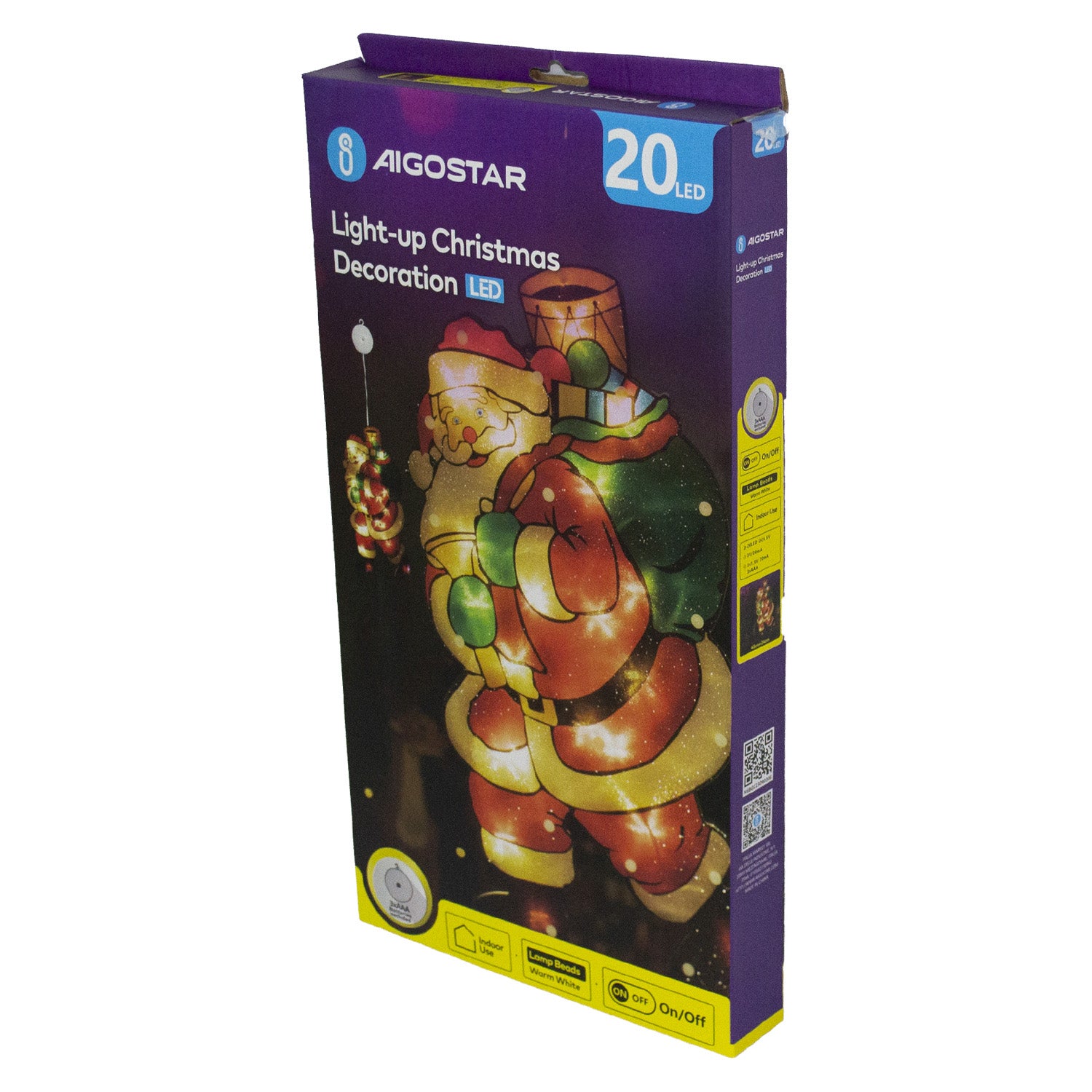 LUCE DECORAZIONE NATALIZIA 20 LED BABBO NATALE CON SACCO