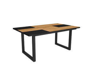 Tavolo da pranzo 8 posti 167x90 cm con gambe in legno a U stile moderno colore Rovere e Nero