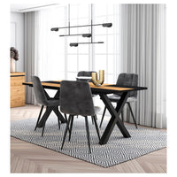 Skraut Home - Set Mobili, Tavolo da pranzo | 170 | Rovere e nero | Stile industriale, Tavolo, Pack di 4 sedie da pranzo | Sedia imbottita RF2682