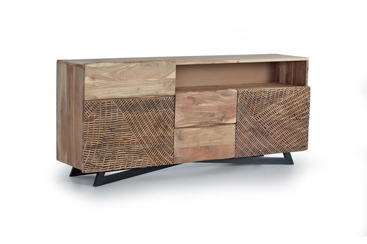 Credenza 4 ante in massello di mango e metallo 