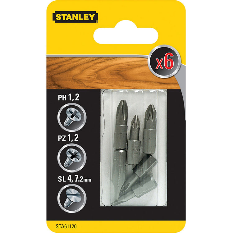 piranha/stanley x61120 6 inserti lunghezza mm.25 assortito cod:ferx.10956