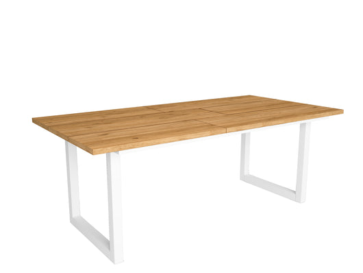 Tavolo da pranzo 10 posti 194x90 cm con gambe in legno a U stile moderno colore Rovere e gambe bianche