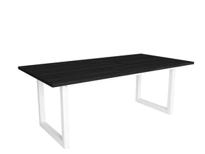 Tavolo da pranzo 10 posti 194x90 cm con gambe in legno design moderno colore Nero e bianco