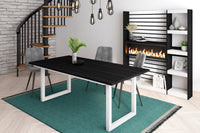 Tavolo da pranzo 10 posti 194x90 cm con gambe in legno design moderno colore Nero e bianco