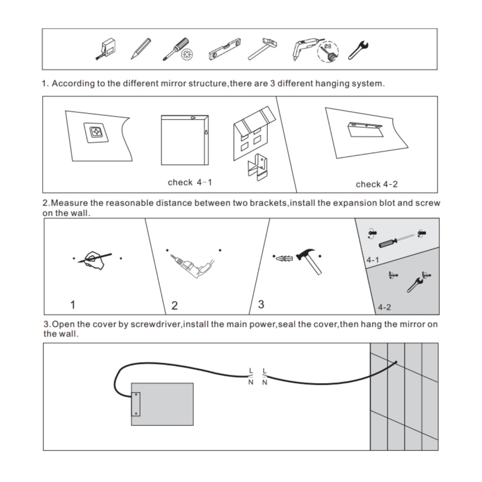 Ogomondo specchio 5 mm rettangolare cornice led interruttore touch alluminio mdf *** misure 90x70 cm, tonalità stand...