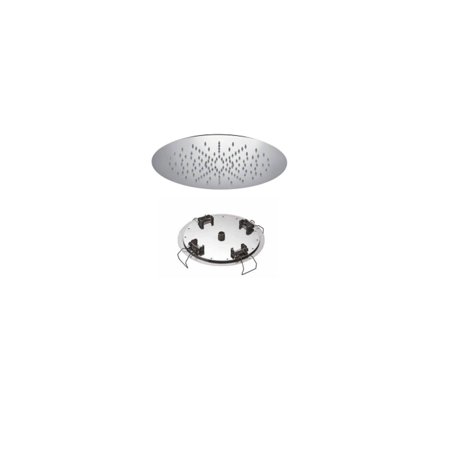 Soffione doccia tondo 34cm in acciaio inox cromato con fissaggio al soffitto Keller Taps