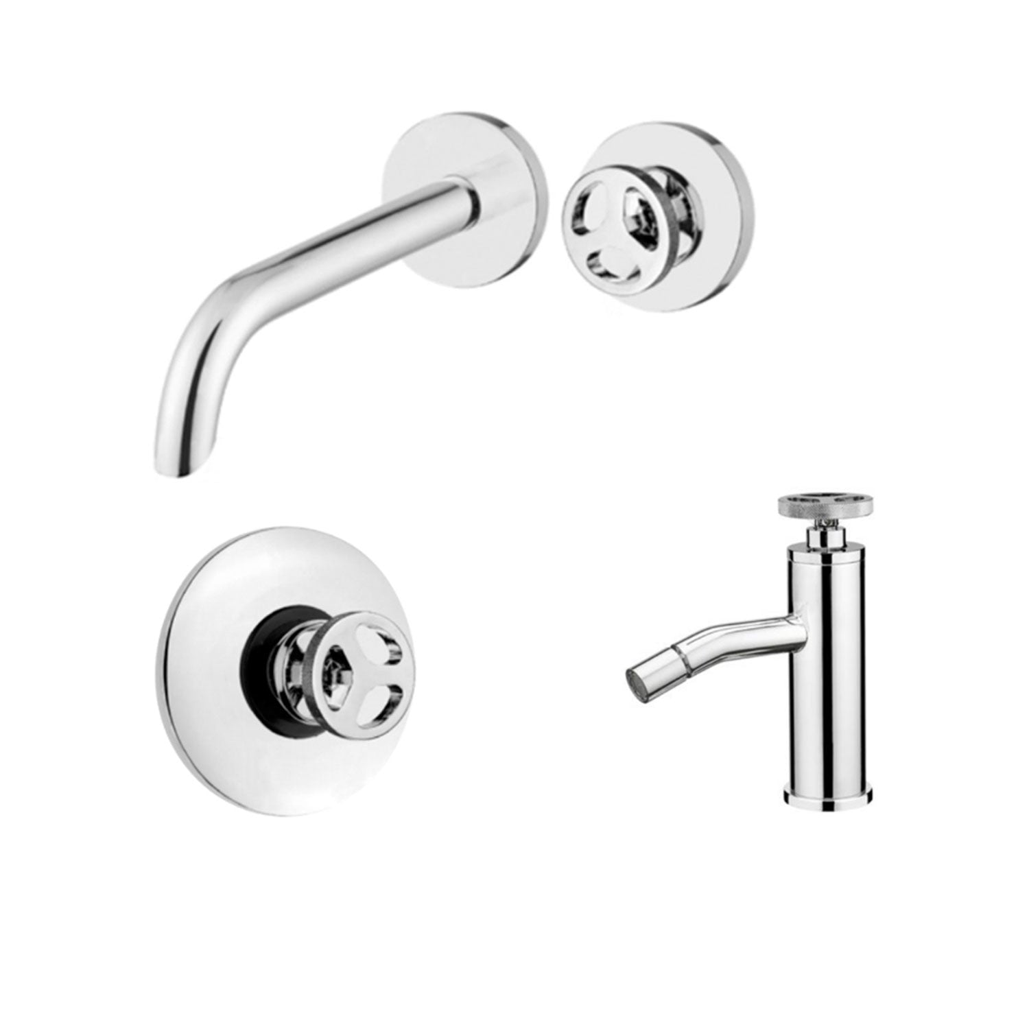 Kit miscelatori lavabo+bidet+doccia in ottone cromato serie MimÃ¬ Keller Taps - miscelatore lavabo ad incasso