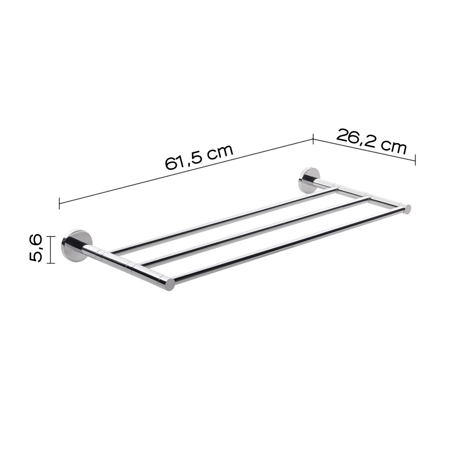 Gedy Felce mensola portasciugamani acciaio inox e cromall cm 61,5x26,3x5,6