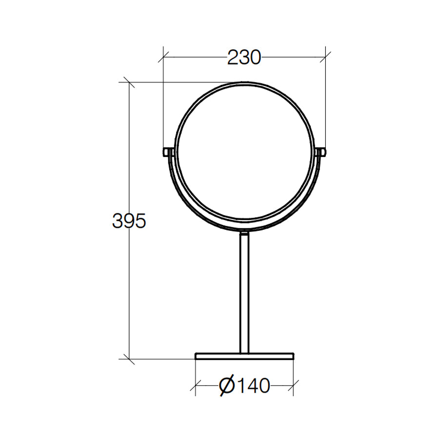 Specchio ingranditore tondo doppio da appoggio Lineabeta Mevedo. Doppia lente, un lato ingrandente 3x e un lato riflettente 