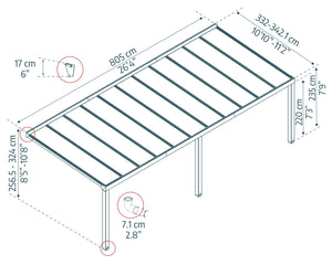 Pergola Addossata in Alluminio di Premium Stockholm 3.4X8 m Trasparente