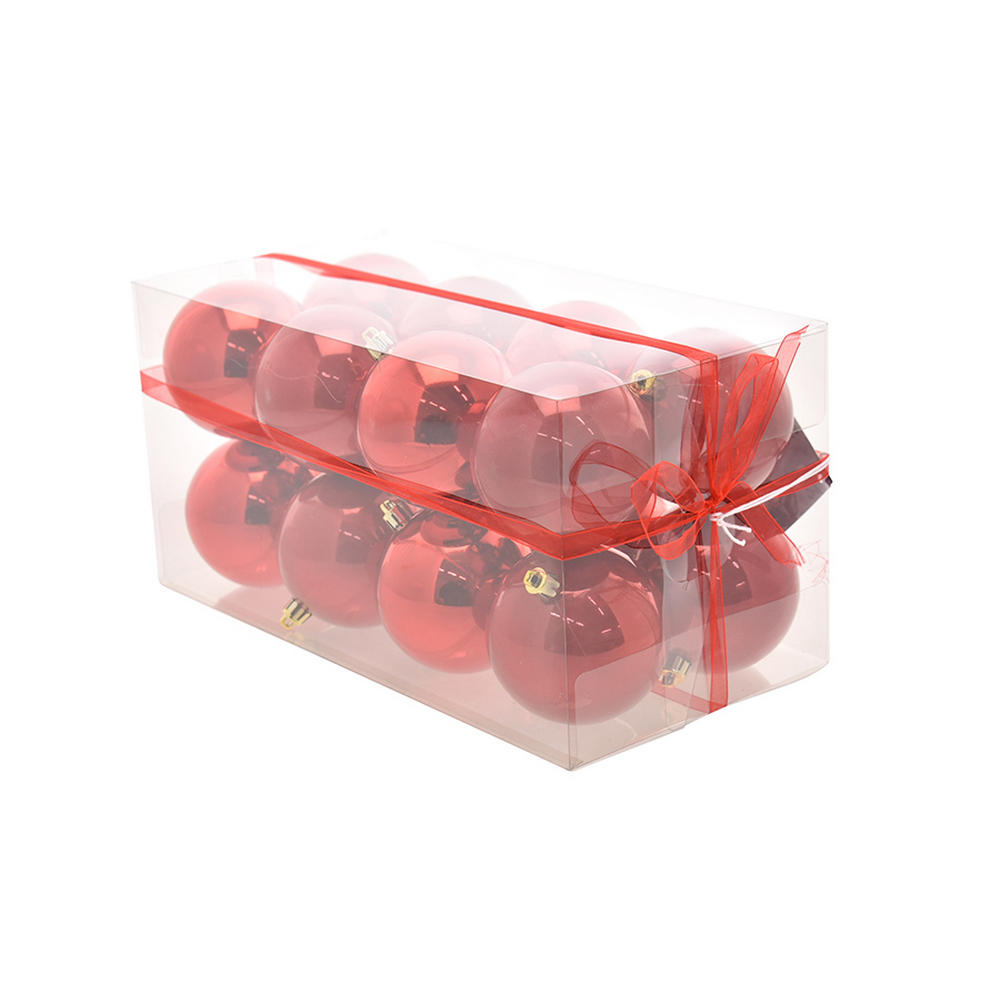 Box Palline di Natale Rosso Lucido Perlato in Box da 16 sfere 8 cm