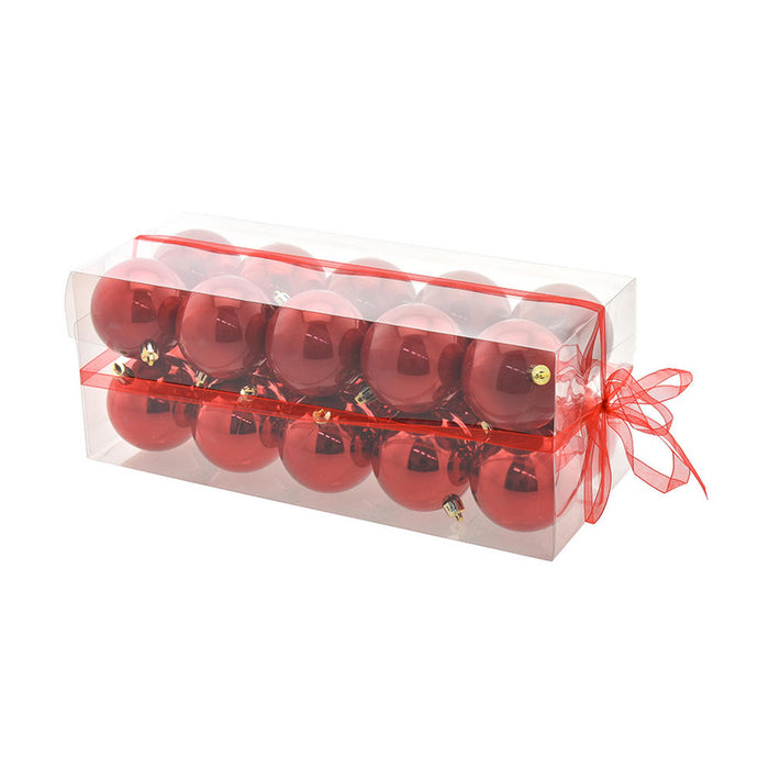 Box Palline di Natale Rosso Lucido Perlato Set 20 sfere 6 cm