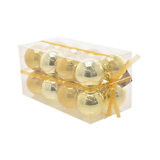 Box Palline di Natale Oro Lucido Perlato 20 Pz 8 cm