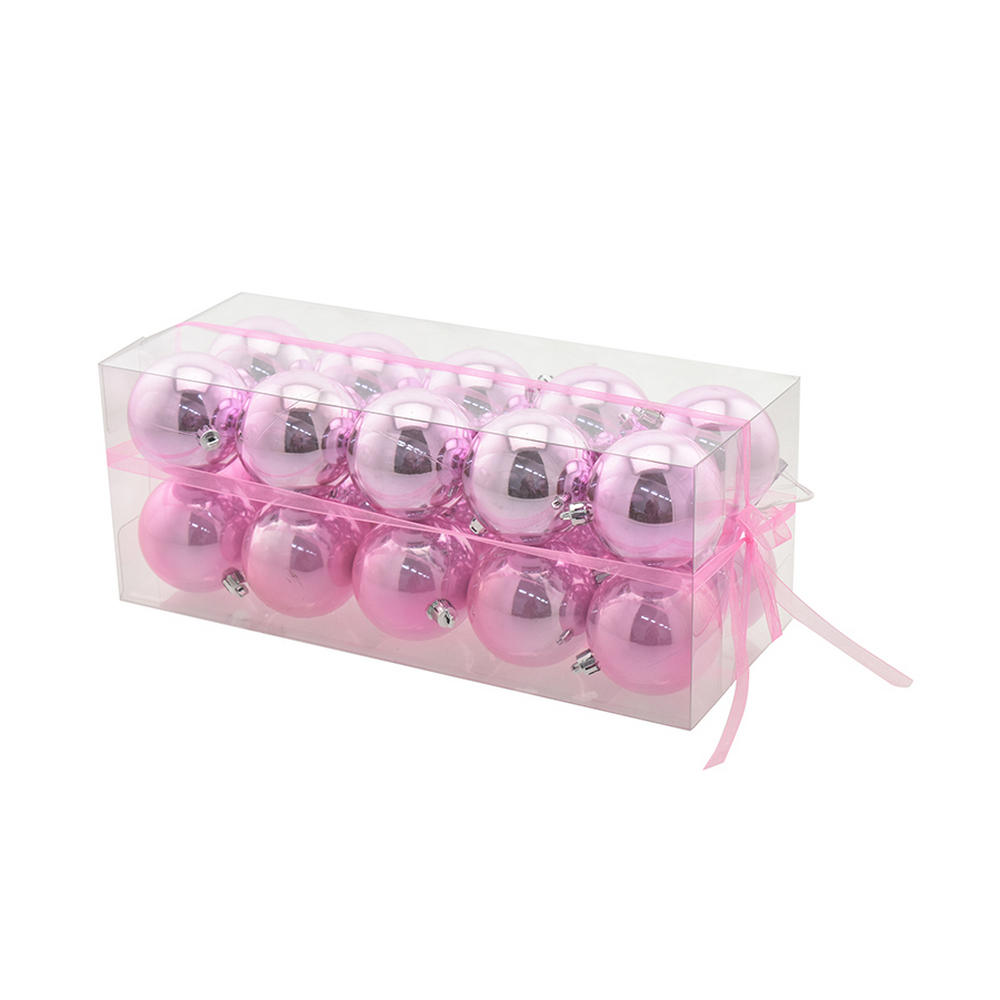 Box Palline di Natale Rosa Lucido Perlato 20 Pz 8 cm