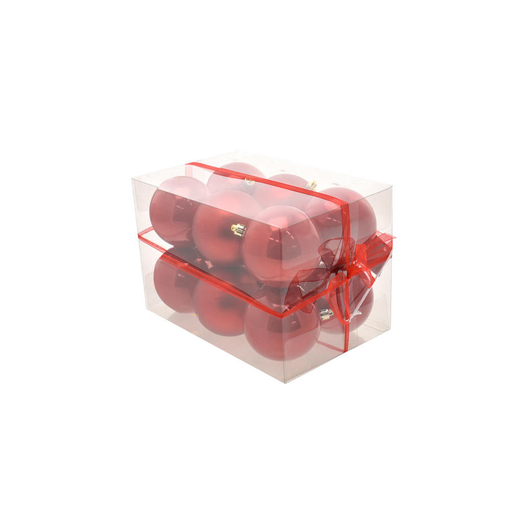 Box Palline di Natale Rosso Opaco Perlato 12 Pz 8 cm